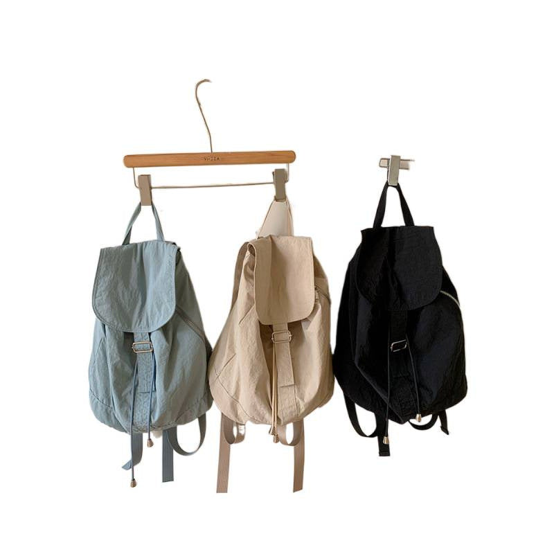 Korean casual literary backpack girls new lightweight travel backpack drawstring bundle nylon college student schoolbag