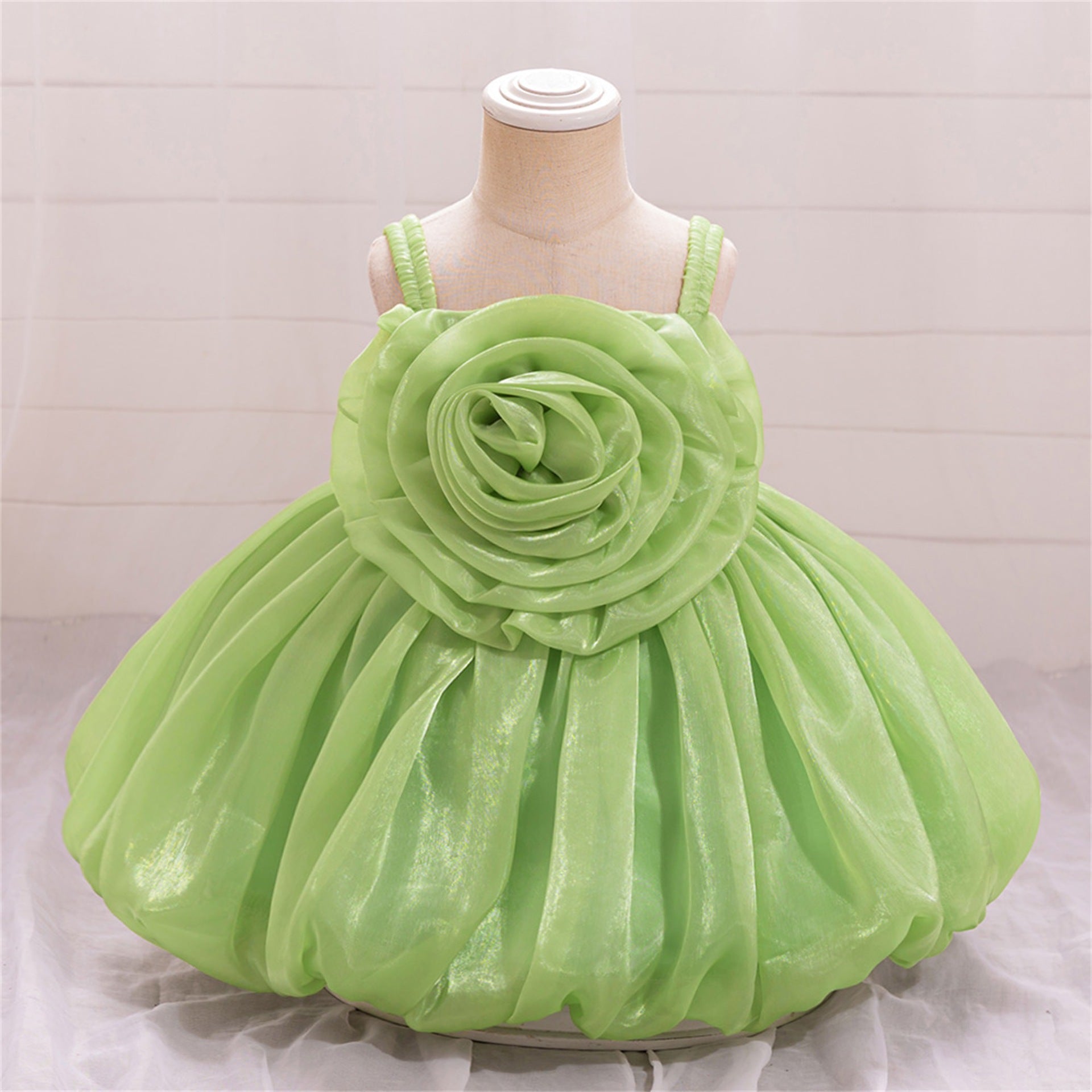 2025 New Children's Dress Bud Princess Dress Water Gloss Satin Dress Three-dimensional Flower Girls Dress Yearly Dress Dress