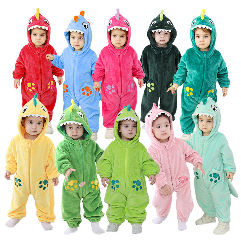 Qile Rabbit Spring and Autumn New Infant and Toddler Cute Styling Clothing 0-5 Year Old Baby Multi-colored Dinosaur Single Layer Romper