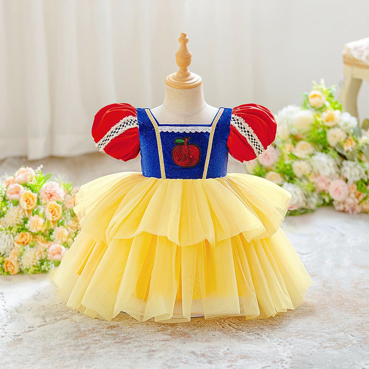 Summer new Snow White dress girls dress fairy fashion Internet celebrity foreign style mesh little girl children's dress