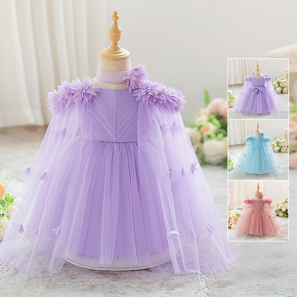 Cross-border children's dress flower girl wedding dress piano performance dress little girl host dress factory direct sales