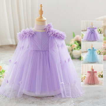 Cross-border children's dress flower girl wedding dress piano performance dress little girl host dress factory direct sales