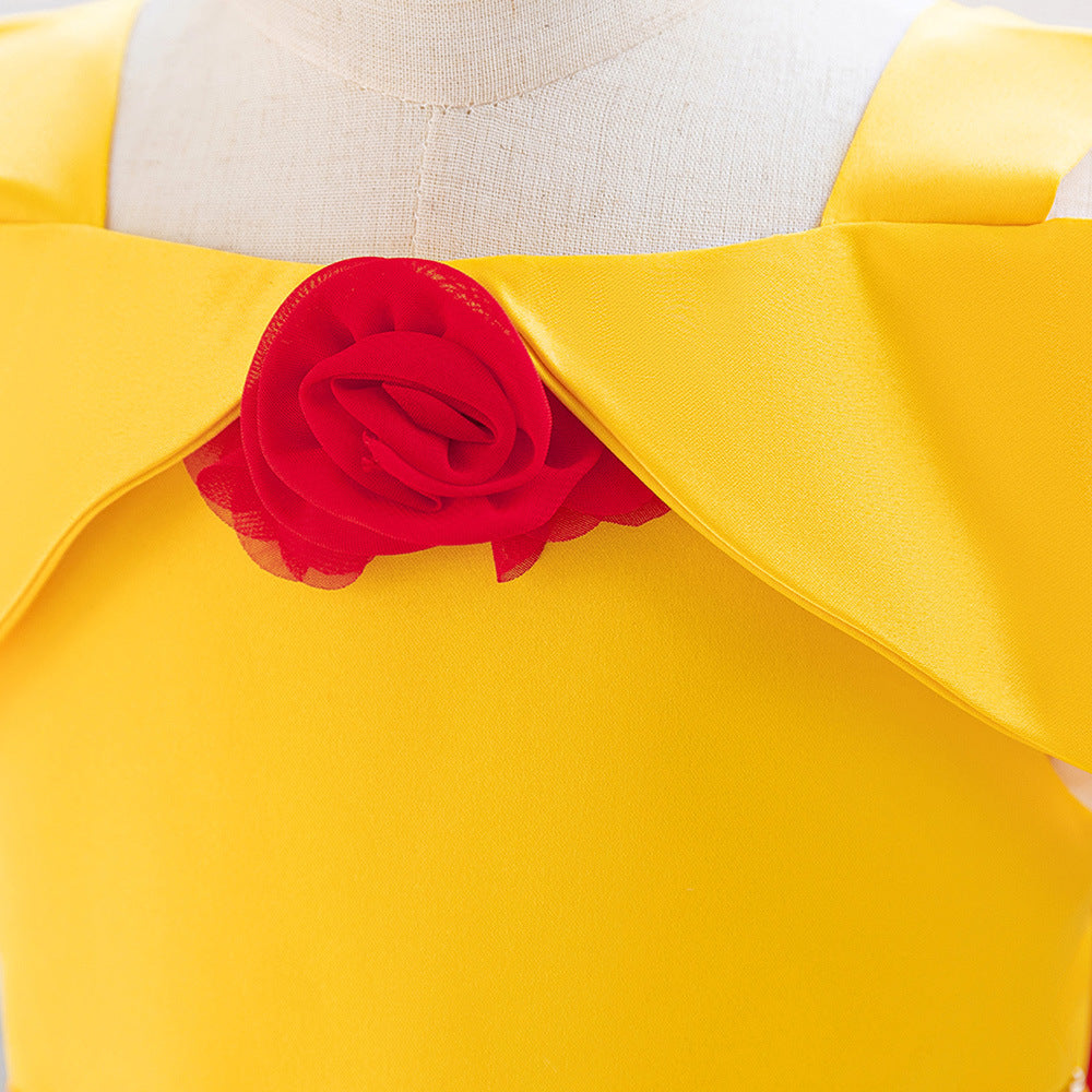 Foreign Trade Amazon Spot Infant Dress Princess Dress Shoulder Satin Dress Baby Year Dress