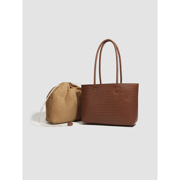 Large capacity retro tote bag bucket woven bag commuter versatile new handbag casual shoulder bag bag