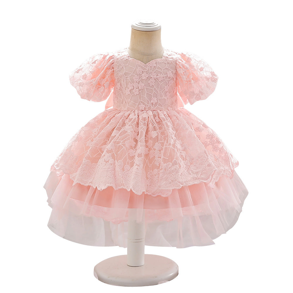 Amazon's new baby dress birthday party princess dress bubble embroidered mesh sweet tutu skirt