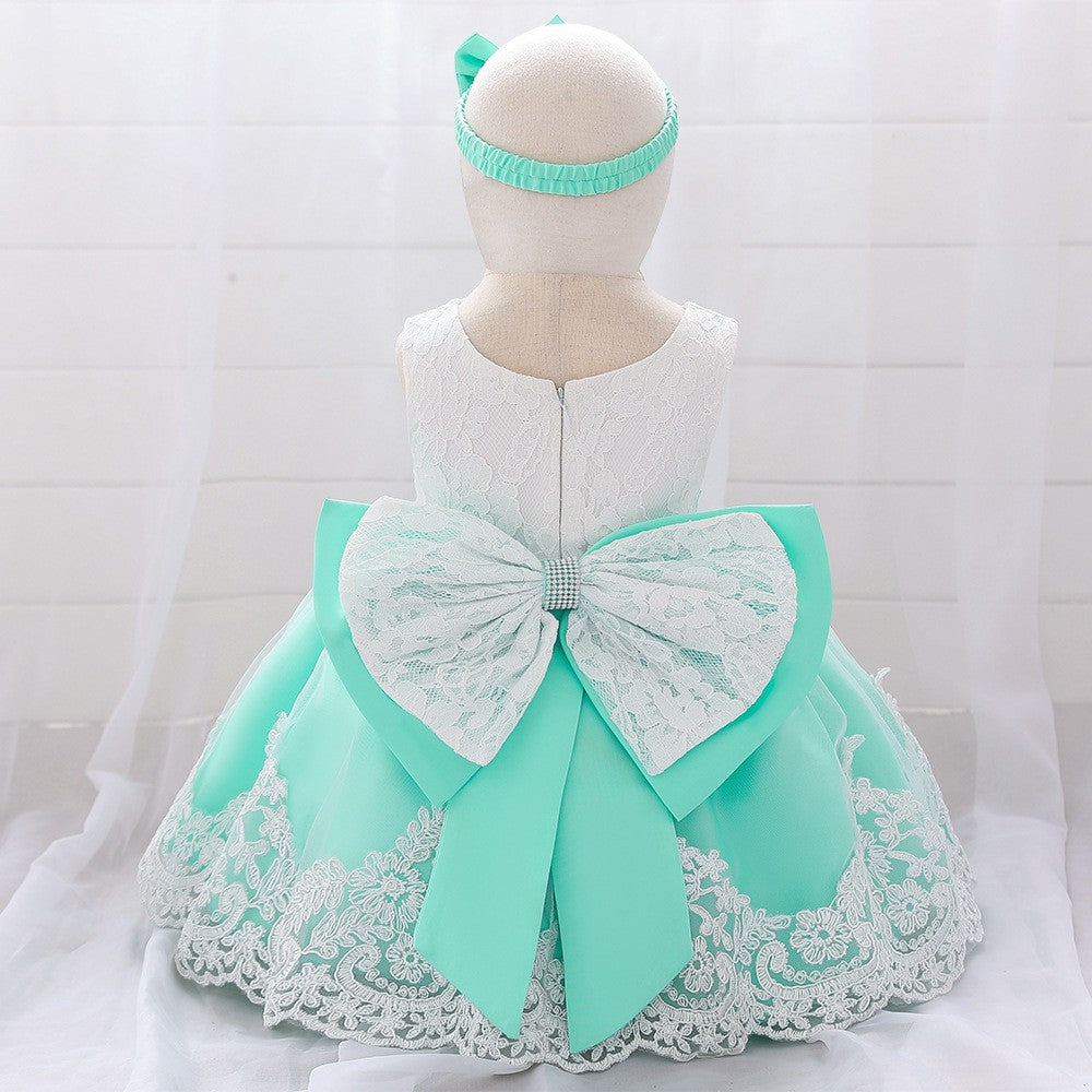 Amazon baby full moon dress children's dress princess lace bow baby dress lace