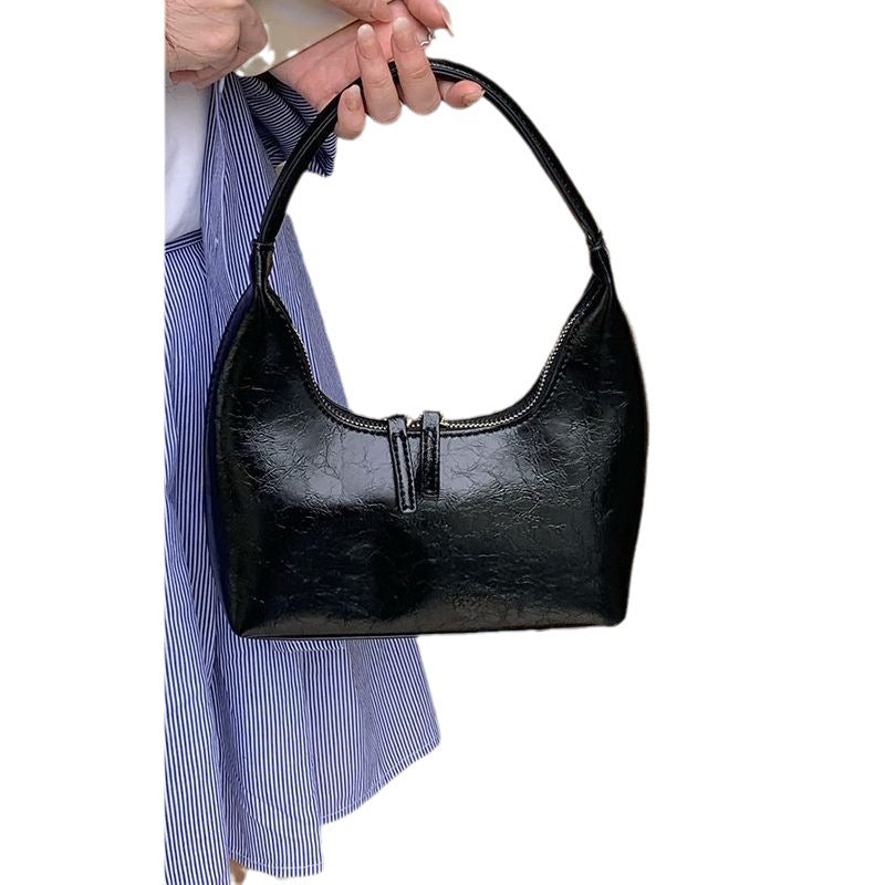 French Silver Textured Armpit Bag