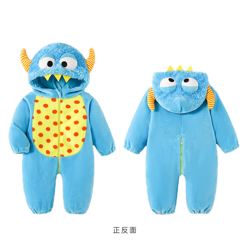 Autumn new baby flannel single-layer shape onesie Romper cartoon little monster shape onesie