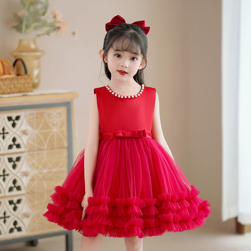 Sleeveless princess dress shawl children's skirt set