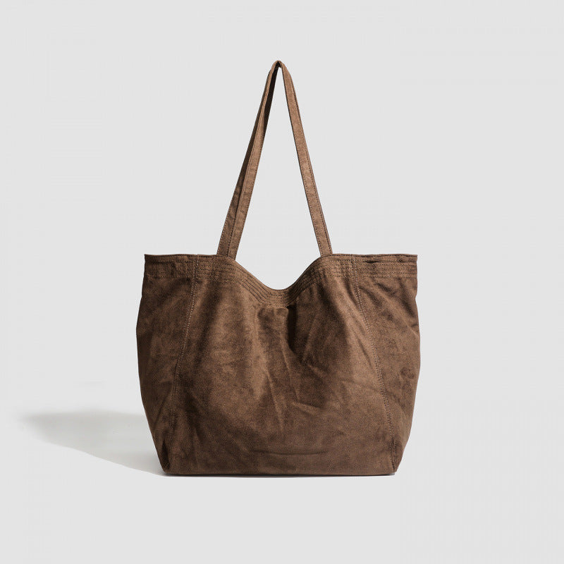Autumn and winter with suede Korean fashion large shoulder bag, student class tote bag woolen material literary bag