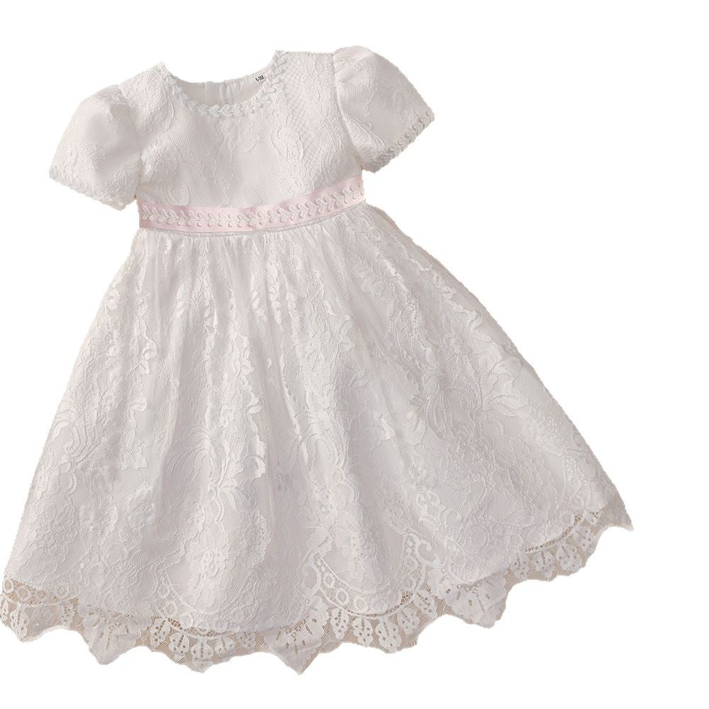 Cross-border one-year-old baby embroidered mesh tutu skirt infant bubble sleeve dress skirt girls 100th birthday dress