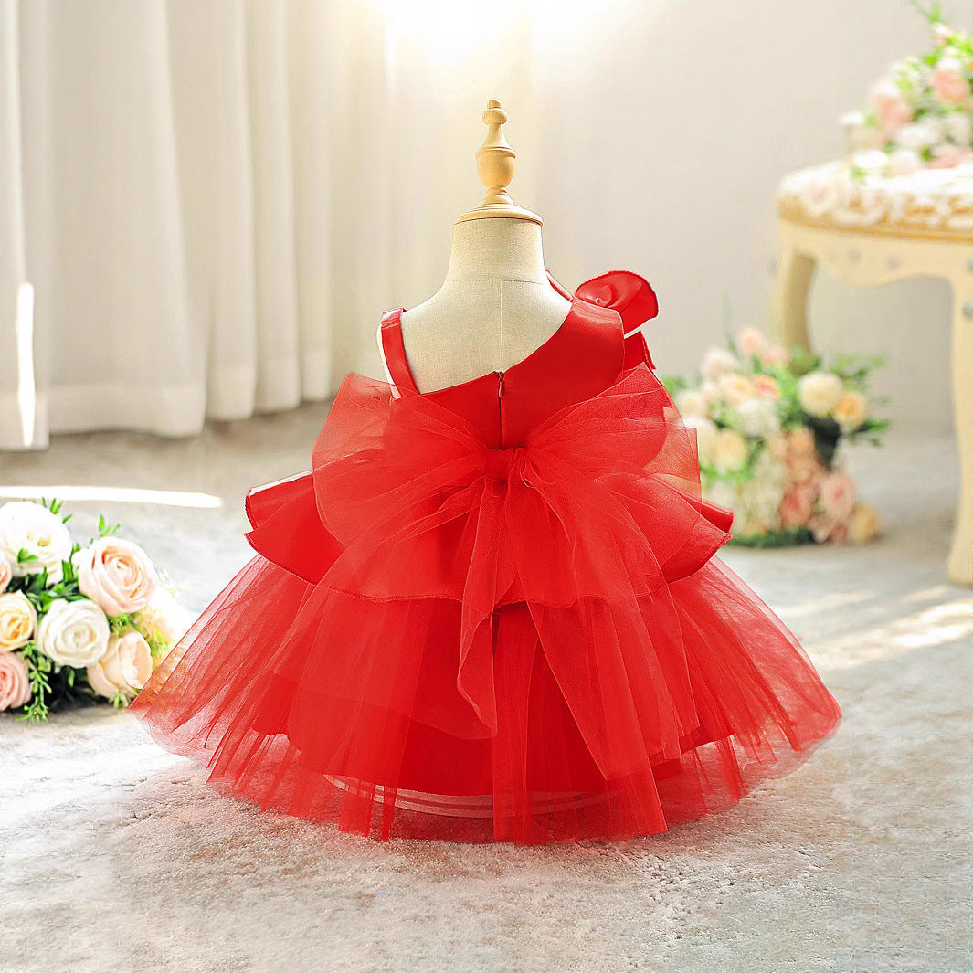 Girls catwalk dress Korean version of high-end dress dress summer three-dimensional suspender skirt fashion baby birthday princess dress