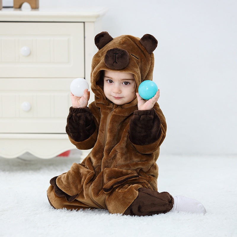 Qile Rabbit Autumn New 0-3 Babies Single-layer flannel Shaping Harness Barra Shaping One-piece Harness