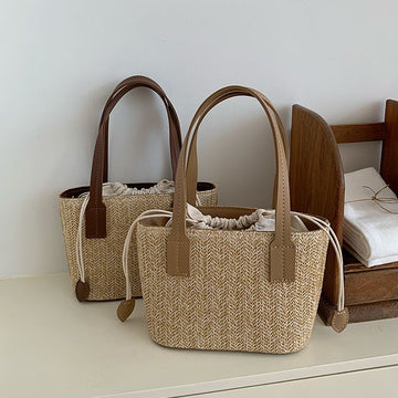 Korean-Inspired Woven Grass Small Bag – Summer Vacation Shoulder Bag"