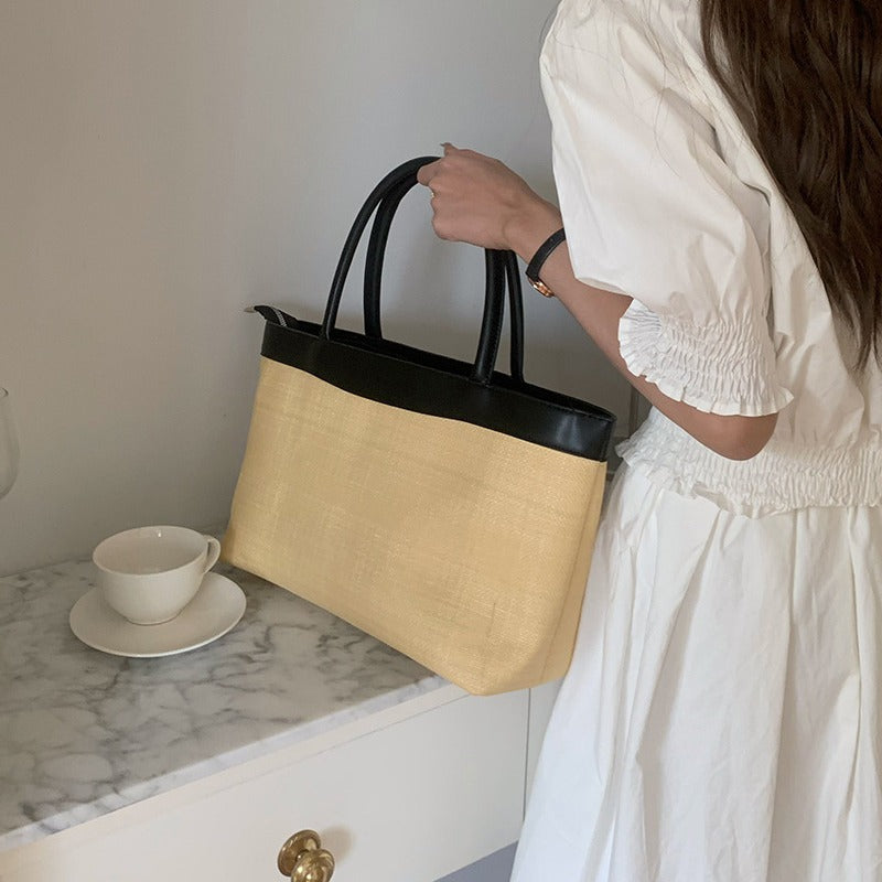 Straw Woven Large-Capacity Commuter & Beach Tote Bag