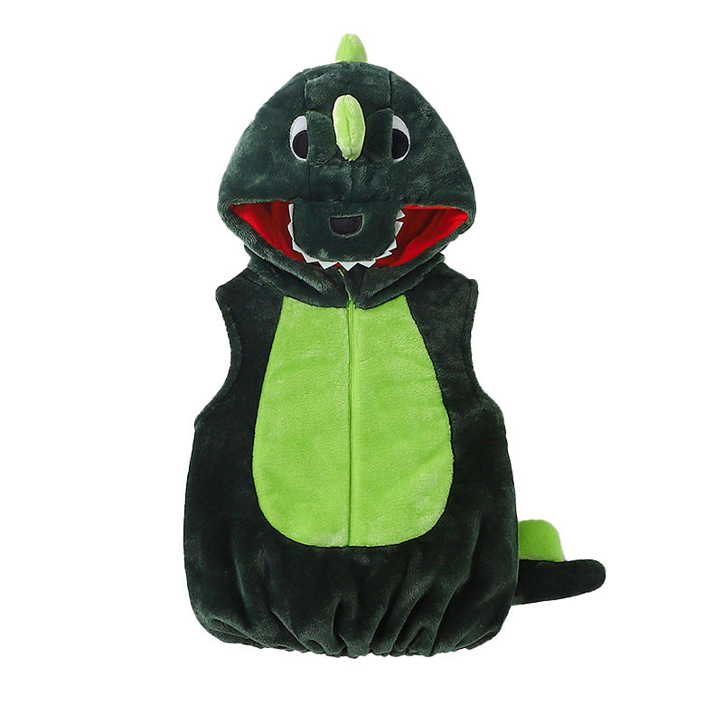 Qile Rabbit autumn new 0-3 year old baby flannel single-layer modeling Romper cartoon dinosaur modeling vest