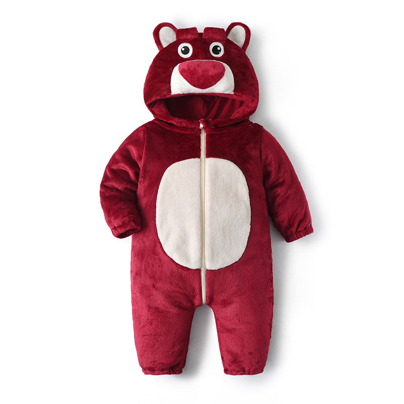 Autumn new baby flannel comfortable styling Romper cute bear styling one-piece Romper