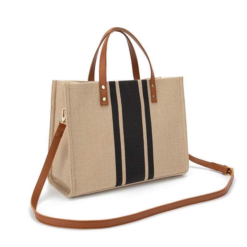 Striped Canvas Commuter Bag – Stylish & Spacious