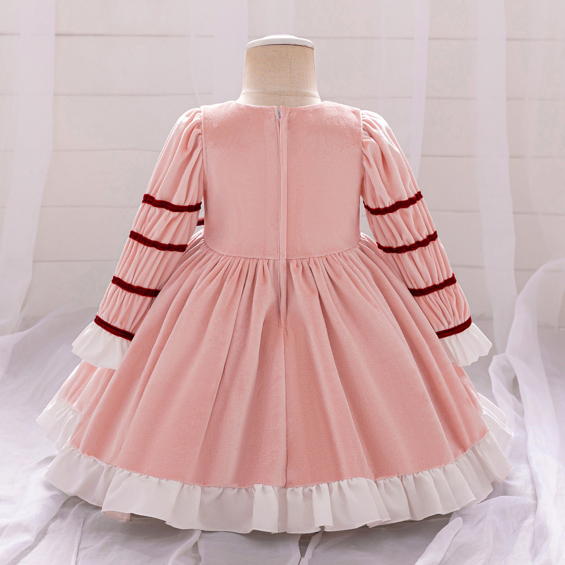Amazon's new one-year-old baby wash dress baby long-sleeved bow tutu skirt little girl grab week dress skirt