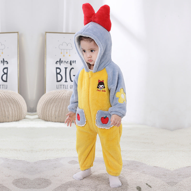 Qile Rabbit Autumn New 0-3 Year Old Infant Baby Cute Little Girl Embroidered One-piece Climbing Clothing Styling Clothing