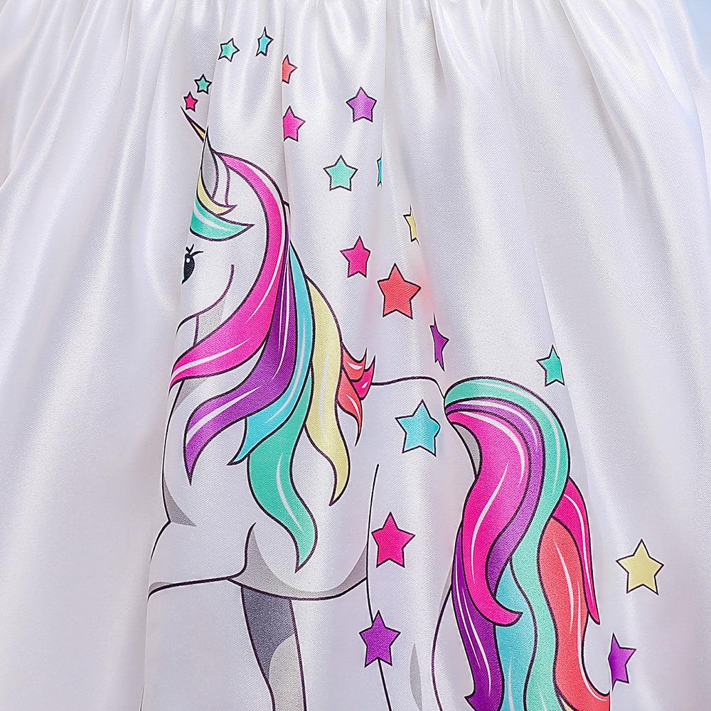 Children's Dress Little Girl Walk Show Dress Rainbow Unicorn Trailing Mesh Dress Halloween Girl Dress