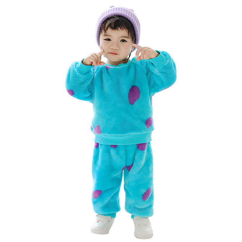 Autumn new infants and toddlers cute cartoon shape long-sleeved set monster shape split two-piece set
