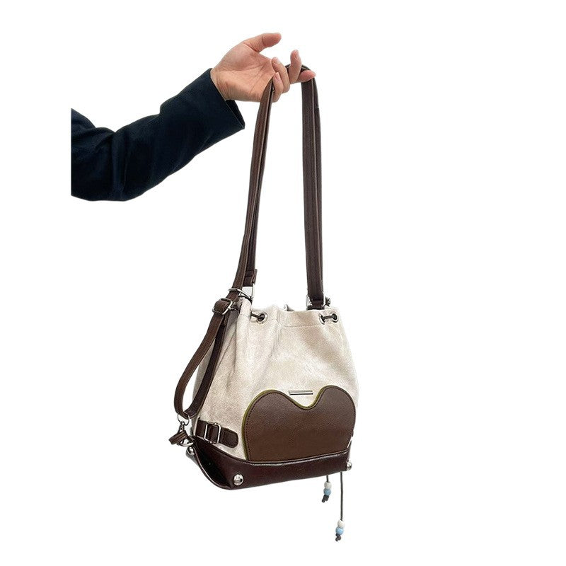 2025 new drawstring small backpack slack feeling one pack multi-purpose tote bag stray bag design feeling bucket bag female