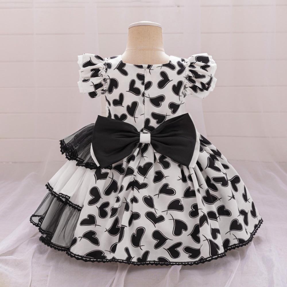 Cross-border new irregular splicing princess dress girls dress printed princess dress children's evening dress New Year's dress