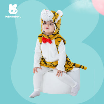 Autumn new baby flannel animal shape Romper tiger shape three-dimensional tail one-piece vest