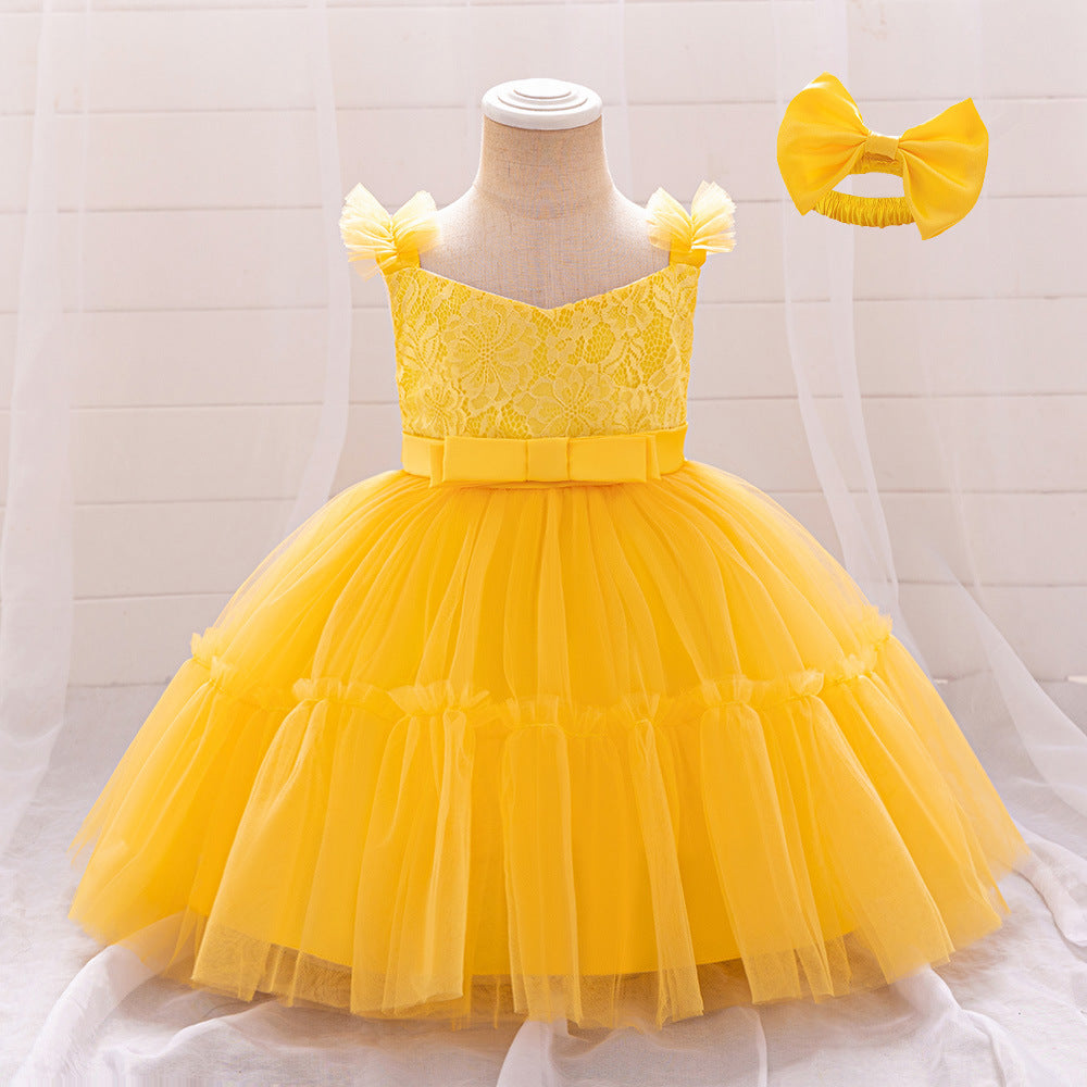 Amazon's new infant and toddler dresses, baby's first birthday party, wash dresses, suspenders, fluffy mesh skirts