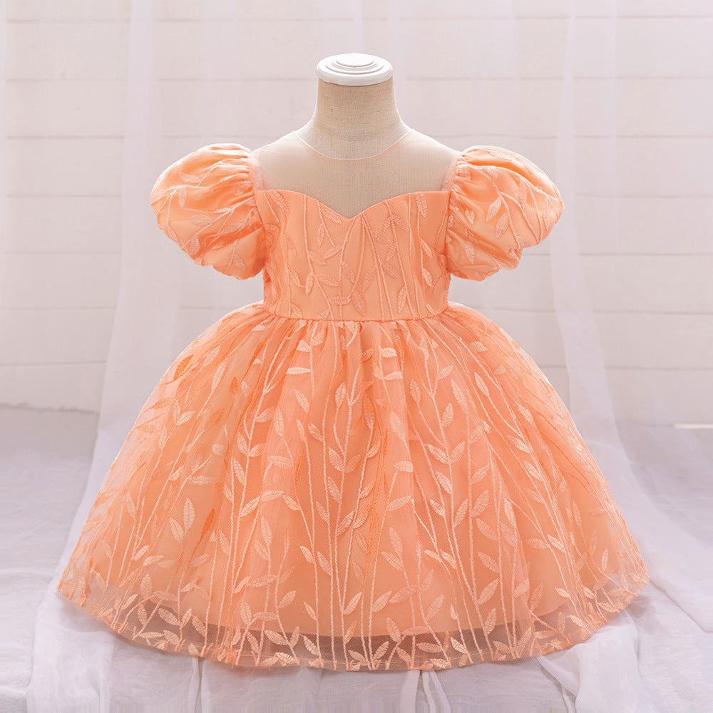 Infant Embroidered Princess Dress Girls Dress Fluffy Wedding Dress Piano Performance Dress Flower Boy Host Walk Show Dress