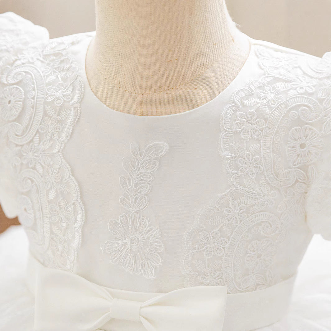 2025 AliExpress Baby 1-3Y Dress Big Bow Lace Wedding Dress Princess Dress Baby Year Old Wash Dress