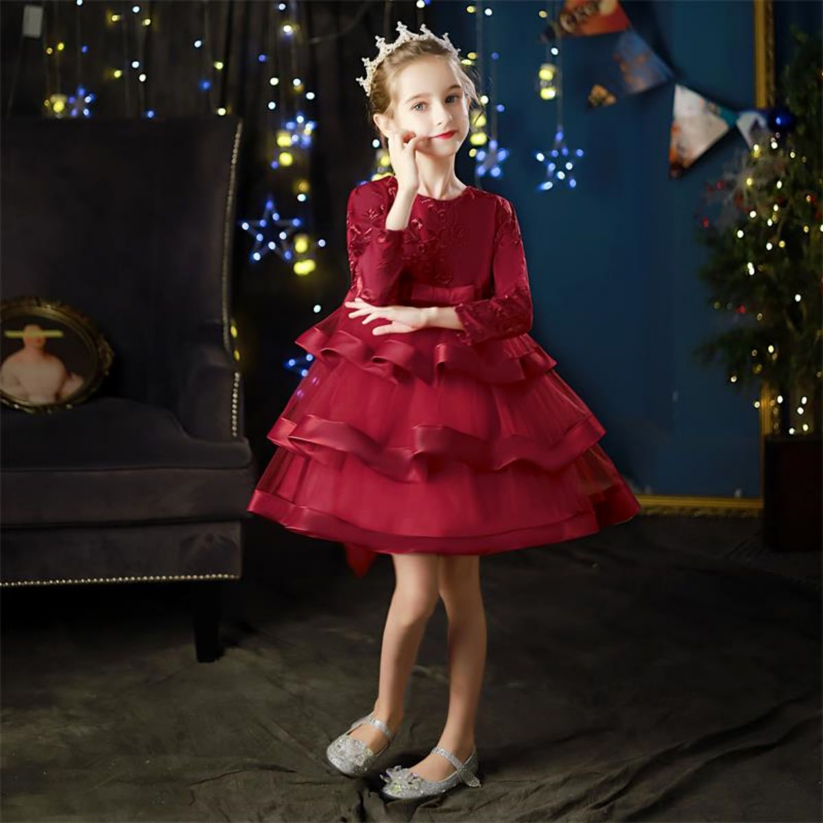 Long Sleeve Cake Wedding Dress