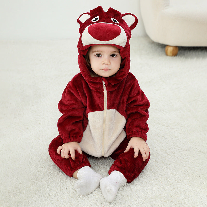 Autumn new baby flannel comfortable styling Romper cute bear styling one-piece Romper
