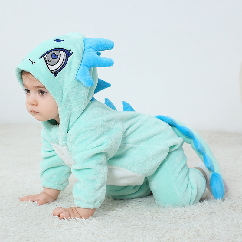0-3 year old baby autumn new comfortable flannel single-layer styling Romper cute dinosaur styling onesie