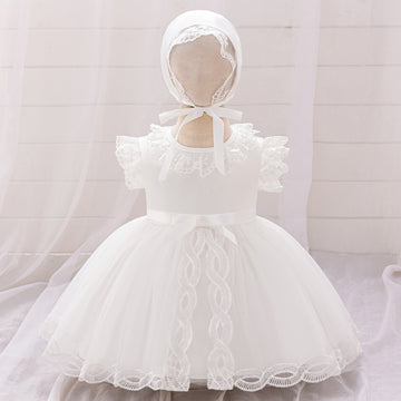 Infants and toddlers, baby year-old washing dress, baby girl embroidered mesh princess dress, children's full moon 100-day grab week dress