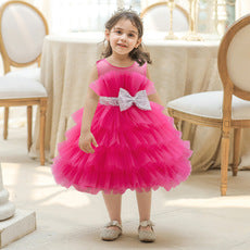 European and American foreign trade new baby dress princess lace bow baby dress one-year-old dress female treasure