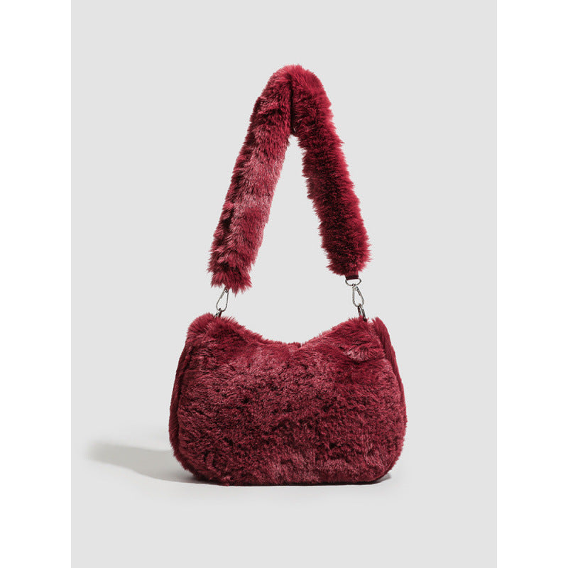 Autumn and winter with Mao Mao bag women's 2025 new ins niche explosive bag fashionable versatile plush shoulder armpit bag