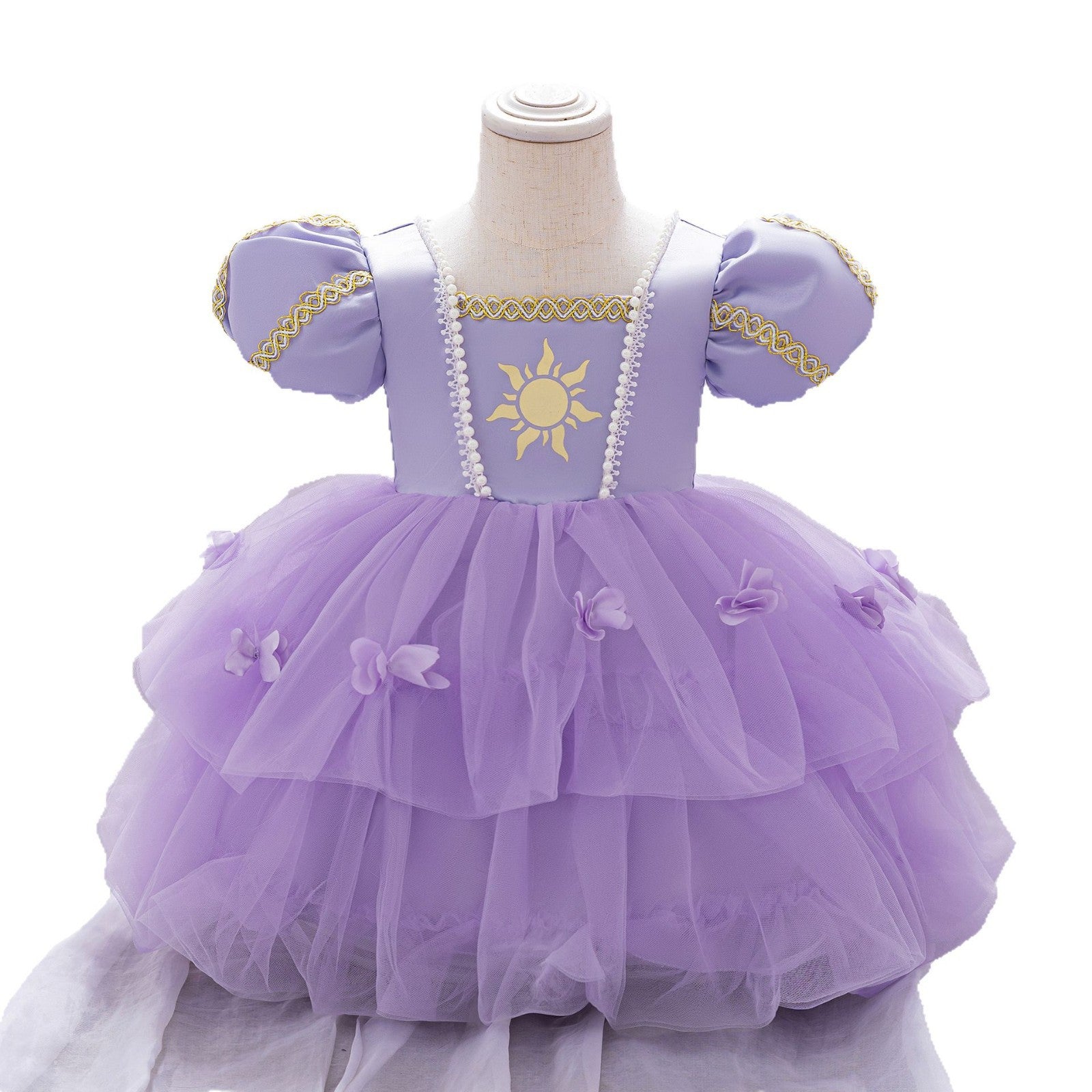 Cross-border TikTok hot-selling baby girl children's performance clothes cosplay sleeping beauty bubble sleeves fluffy princess dress