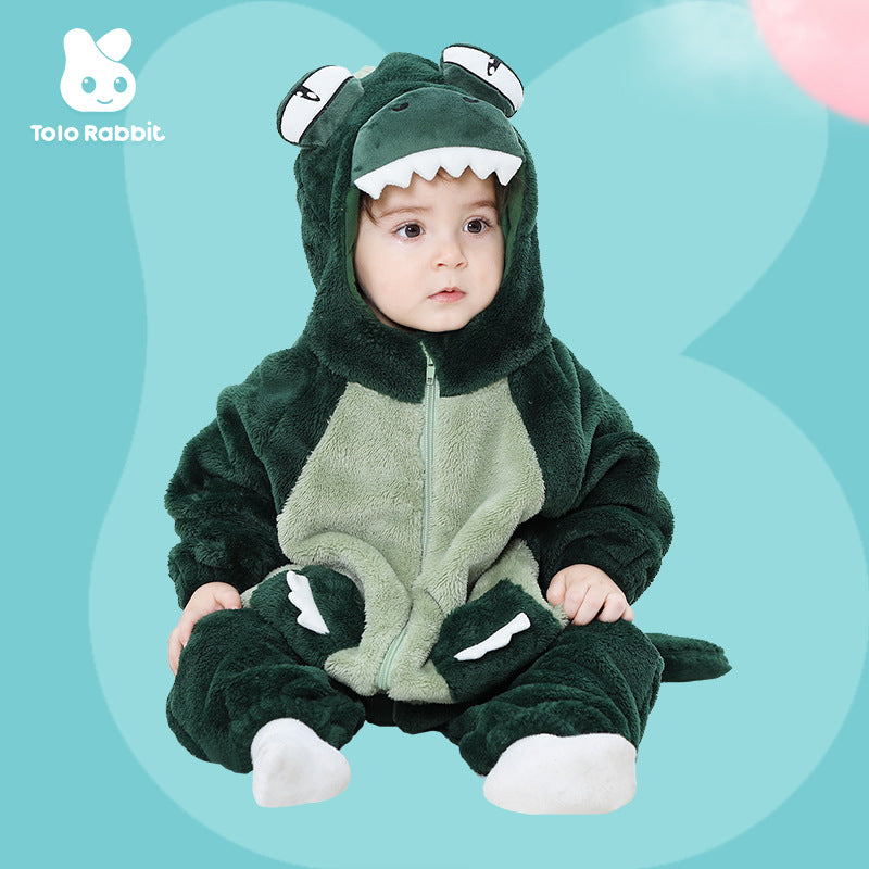 Autumn new 0-3 year old baby single-layer cartoon-shaped one-piece Romper, little monster-shaped one-piece Romper