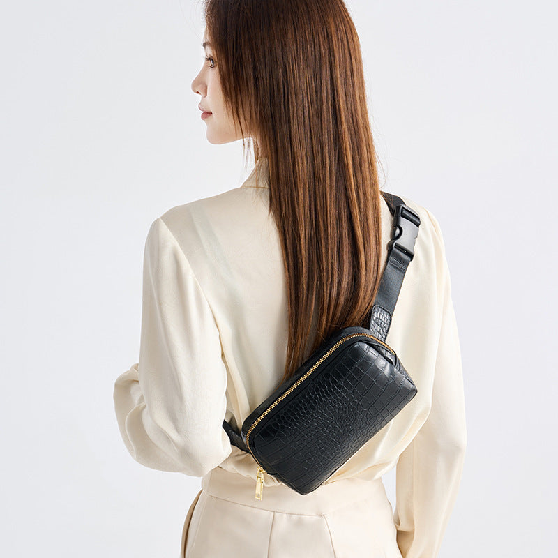 One piece wholesale women's autumn new shoulder bag fanny bag women's satchel fashion crocodile pattern commuter lightweight breast bag