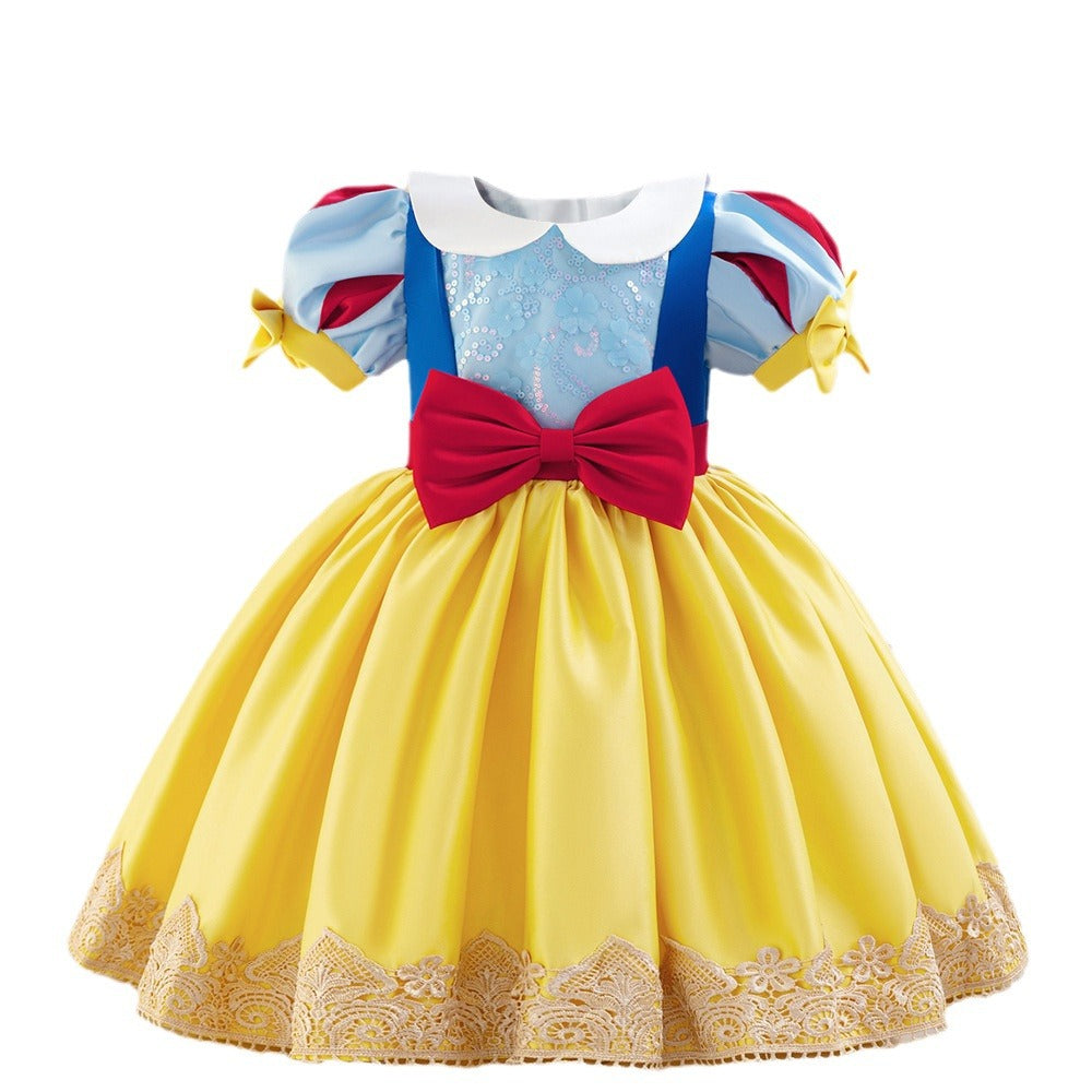 Halloween new Snow White dress dress children's dress cos embroidered splicing back bow princess dress