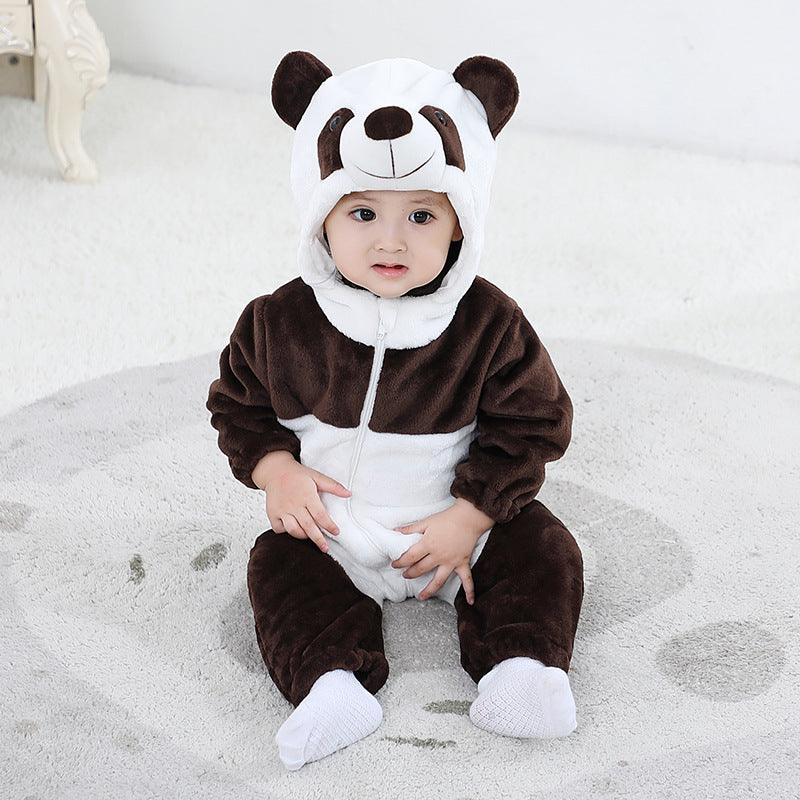 Infant and toddler treasure outing clothing wholesale flannel three-dimensional personalized cartoon shape animal one-piece Romper