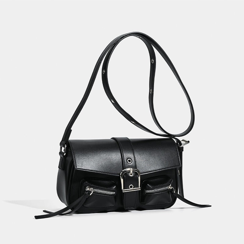 Multi-pocket textured locomotive bag 2025 new sweet cool style Spice Girl armpit bag commuter versatile shoulder messenger bag