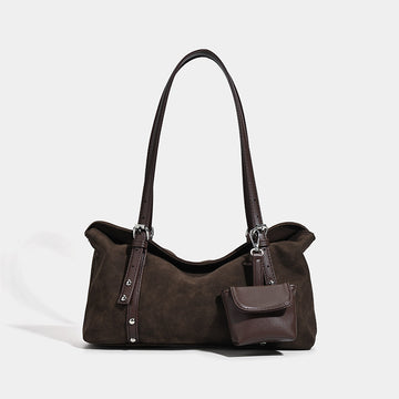 2025 new retro suede pillow bag women's autumn and winter large-capacity commuting shoulder underarm bag versatile messenger bag