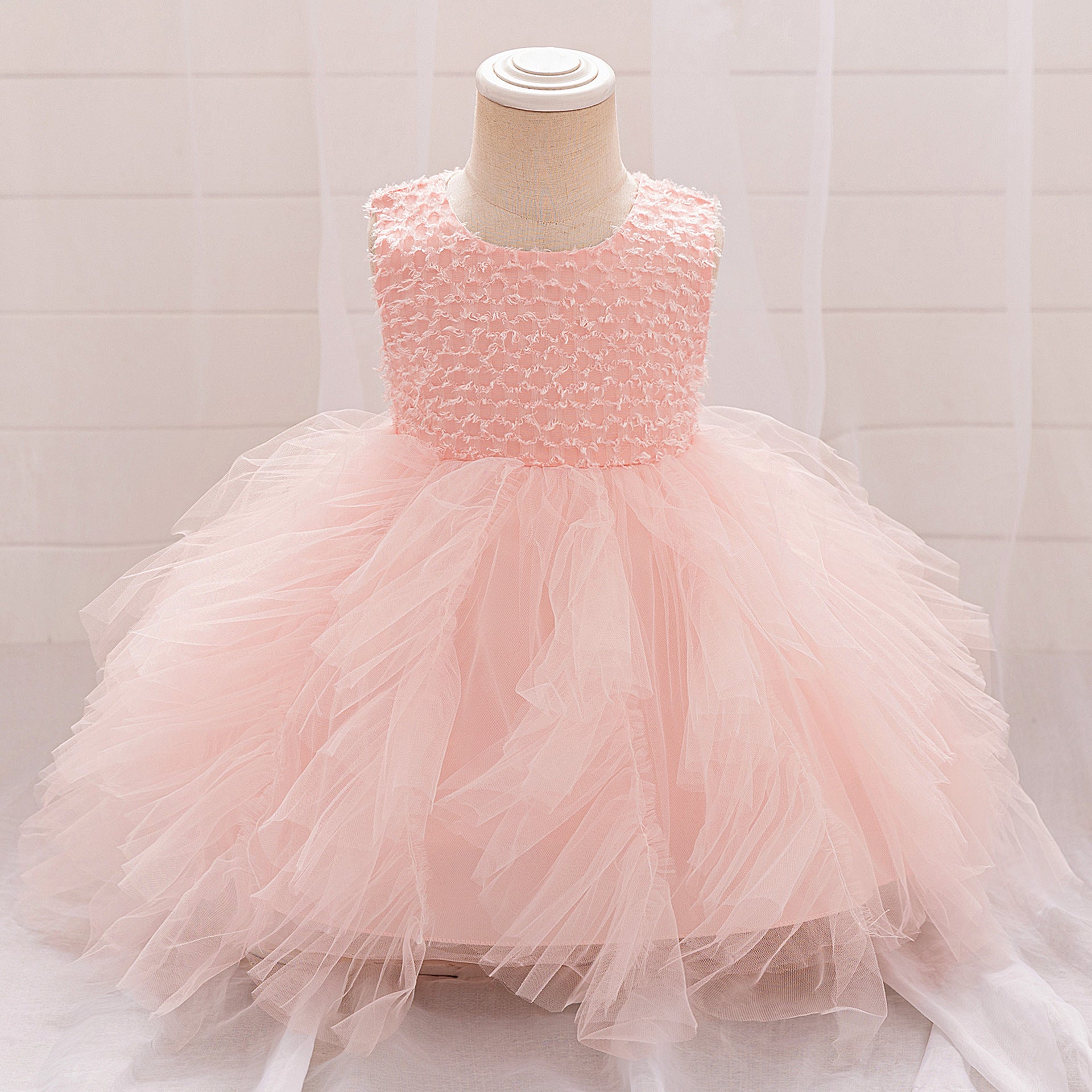 2025 new children's princess dress girls dress mesh fringed dress infant first birthday dress