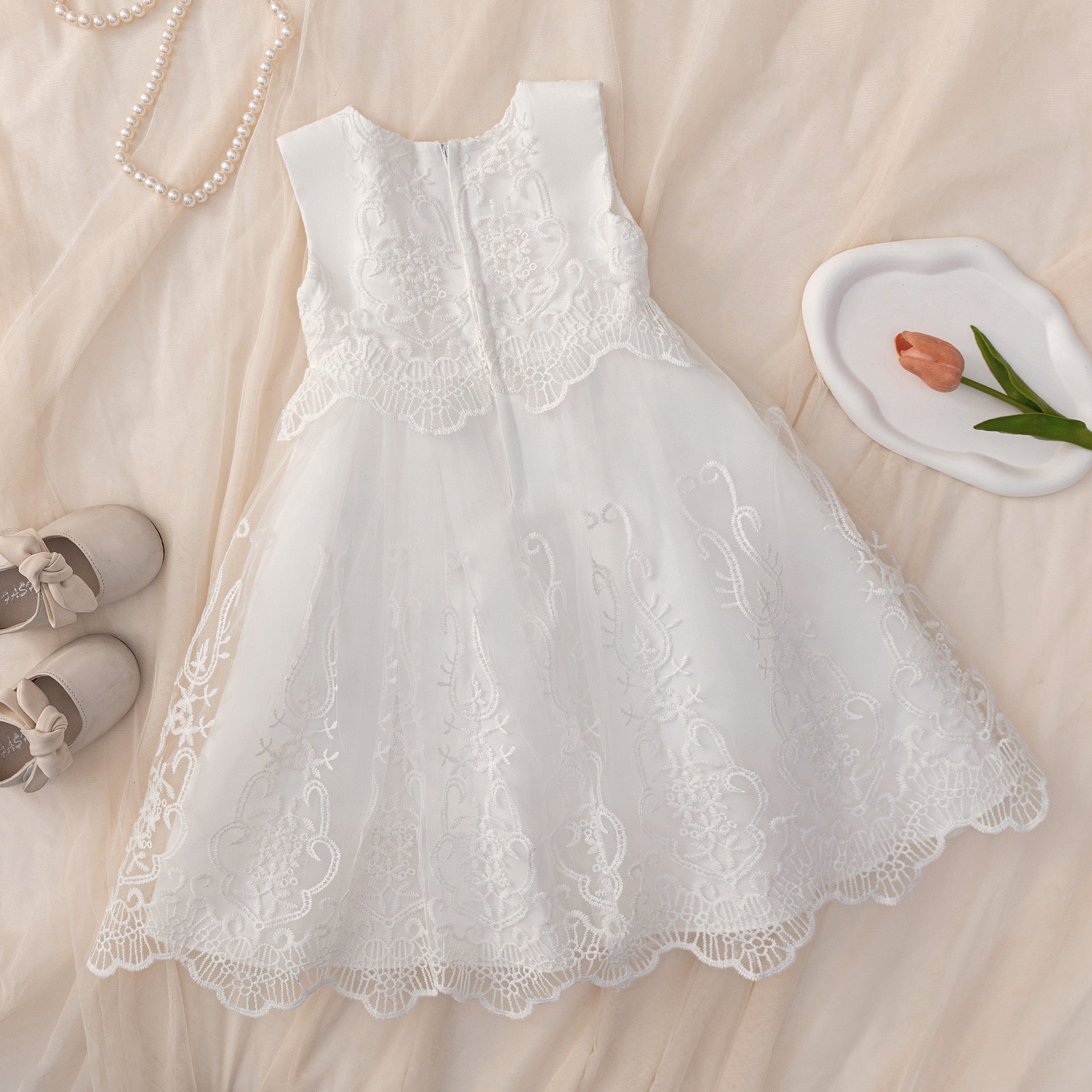 Factory wholesale cross-border children's wash dress baby girl baby wedding dress girl white dress sub