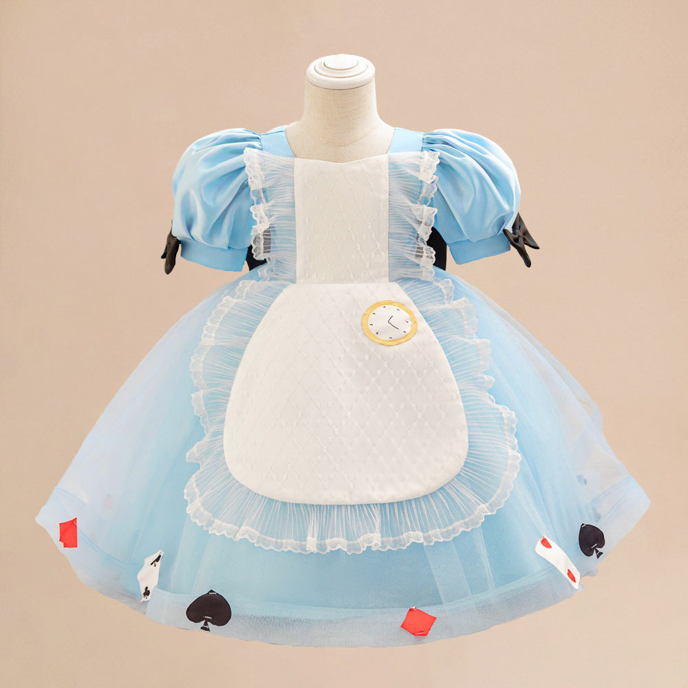 Amazon's new baby's first birthday party wash dress lace mesh splicing Lolita puffy princess dress