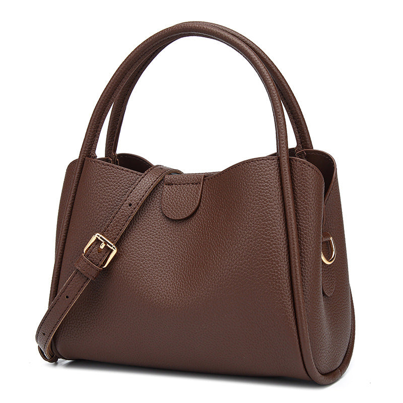 Korean retro style simple and versatile vegetable basket handbag women's 2025 new large-capacity messenger bucket bag