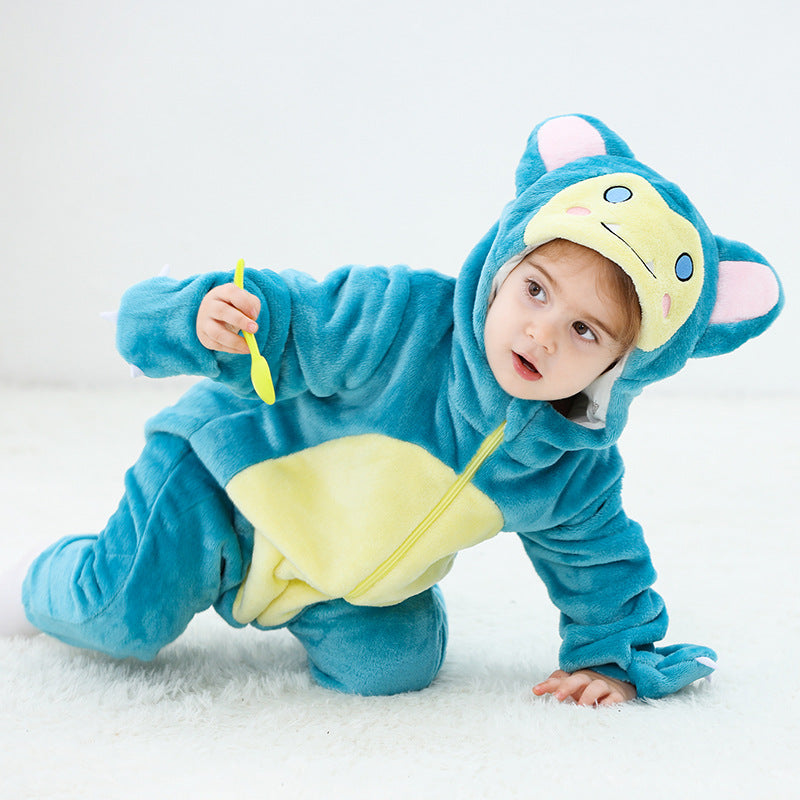 Autumn new baby single-layer flannel cartoon-shaped Romper cute cat-shaped one-piece Romper